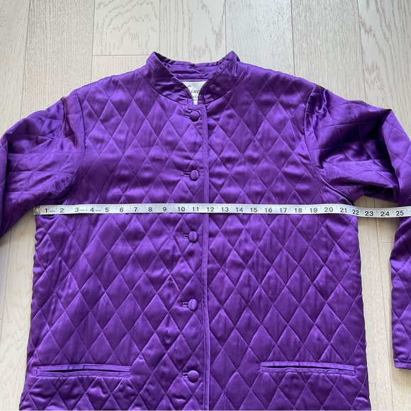 Vintage 90s Linea Dell’Olio 100% PURE SILK Quilted Mandarin Collar Puffer Jacket - Picture 13 of 15